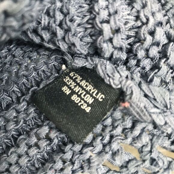 BCBGMaxAzria Blue Open Weave Tunic Sweater Long Sleeve Semi Sheer Size Large - Picture 7 of 9